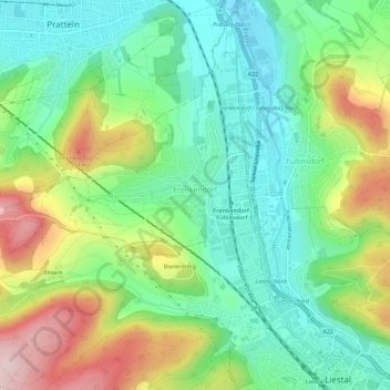 Frenkendorf topographic map, elevation, terrain