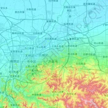 Gaoxin topographic map, elevation, terrain