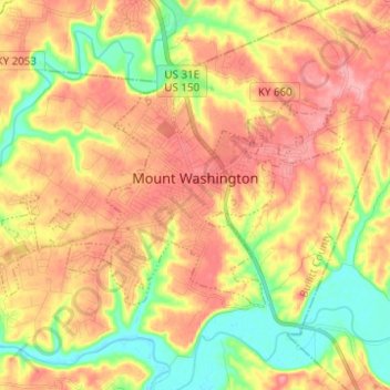 Mount Washington topographic map, elevation, terrain