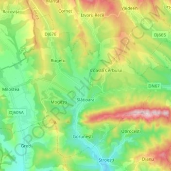 Slătioara topographic map, elevation, terrain