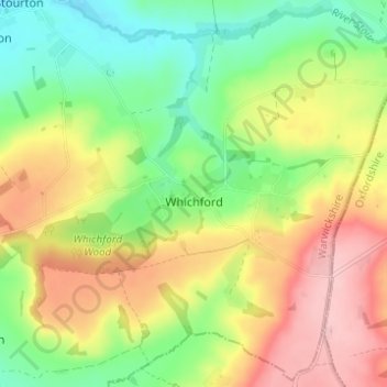 Whichford topographic map, elevation, terrain