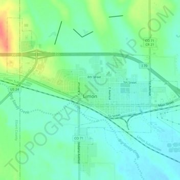 Limon topographic map, elevation, terrain