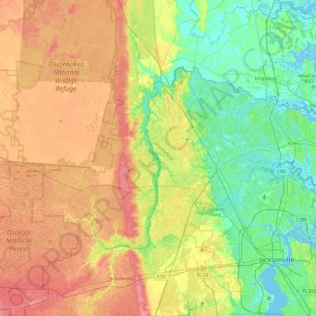 Saint Marys River topographic map, elevation, terrain