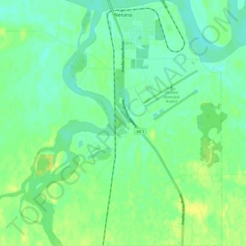 Nenana topographic map, elevation, terrain