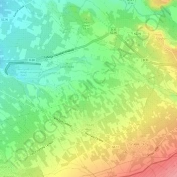 Akçay topographic map, elevation, terrain