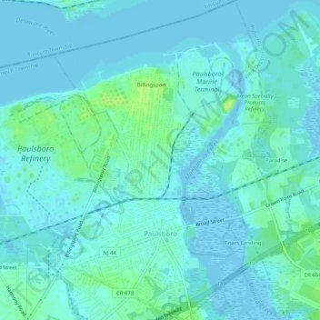 Paulsboro topographic map, elevation, terrain