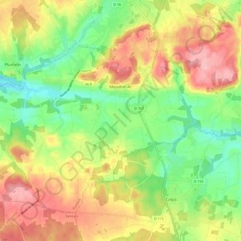 Moustoir-Ac topographic map, elevation, terrain