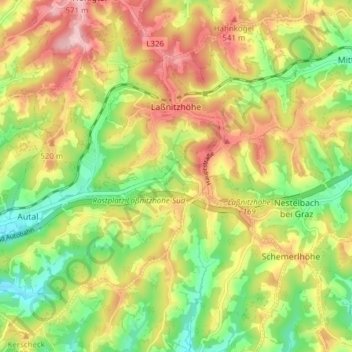 Laßnitzhöhe topographic map, elevation, terrain