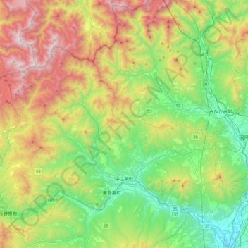 Nakanojo topographic map, elevation, terrain