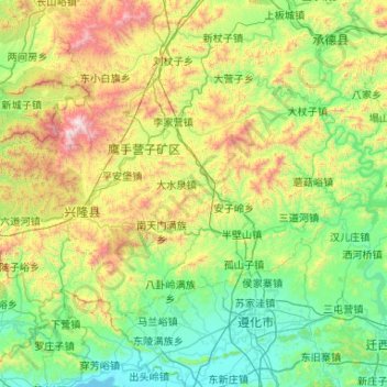 Xinglong County topographic map, elevation, terrain