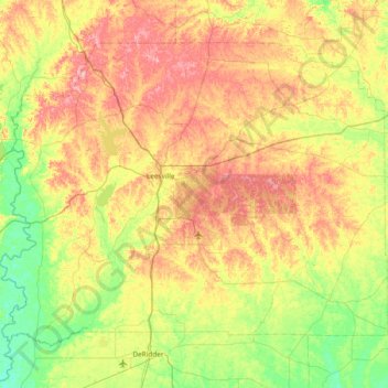 Vernon Parish topographic map, elevation, terrain
