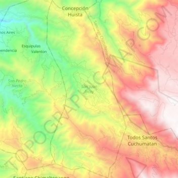 San Juan Ixcoy topographic map, elevation, terrain
