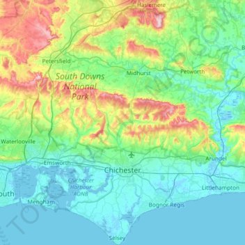 Chichester topographic map, elevation, terrain