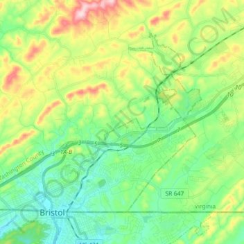 Bristol City topographic map, elevation, terrain