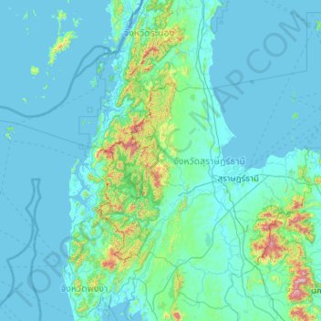 Surat Thani Province topographic map, elevation, terrain