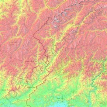 Kunar River topographic map, elevation, terrain