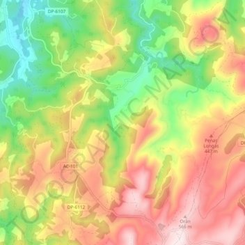 Devesos topographic map, elevation, terrain