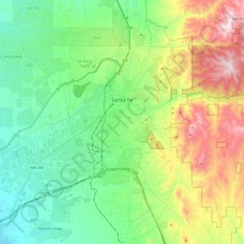 Santa Fe topographic map, elevation, terrain