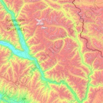 Saser Muztagh topographic map, elevation, terrain