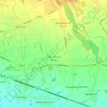 San Vito al Torre topographic map, elevation, terrain