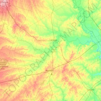 Milam County topographic map, elevation, terrain