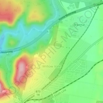 Willow Vale topographic map, elevation, terrain