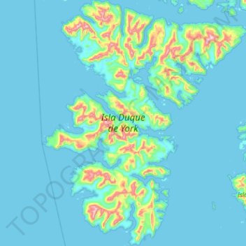 Isla Duque de York topographic map, elevation, terrain