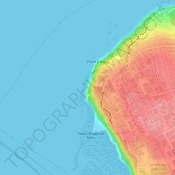 Tower Beach topographic map, elevation, terrain