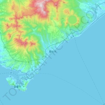 Noboribetsu topographic map, elevation, terrain