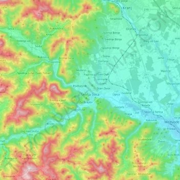 Skofja Loka topographic map, elevation, terrain