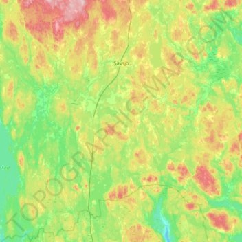 Sävsjö kommun topographic map, elevation, terrain