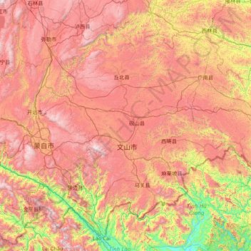 Wenshan topographic map, elevation, terrain