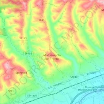 Monsampolo del Tronto topographic map, elevation, terrain