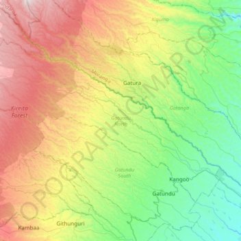 Gatundu North topographic map, elevation, terrain