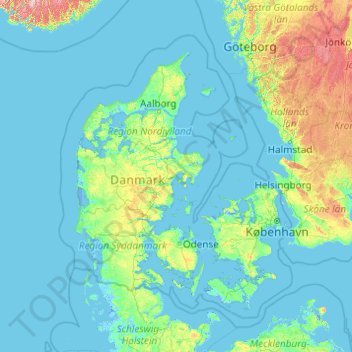 Denmark topographic map, elevation, terrain