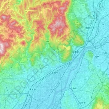 Takatsuki topographic map, elevation, terrain