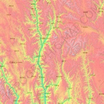 Batang County topographic map, elevation, terrain