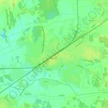 Tłuszcz topographic map, elevation, terrain