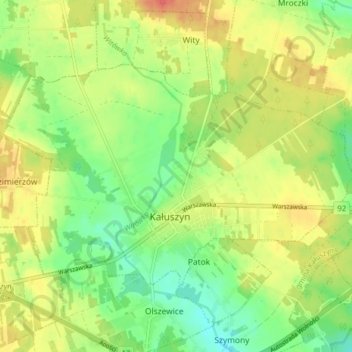Kałuszyn topographic map, elevation, terrain