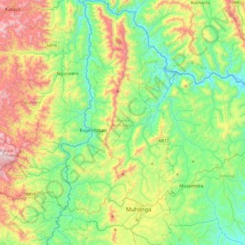 Muhanga topographic map, elevation, terrain