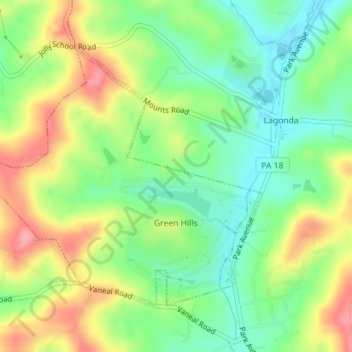 Green Hills topographic map, elevation, terrain