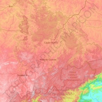 Capão Bonito topographic map, elevation, terrain