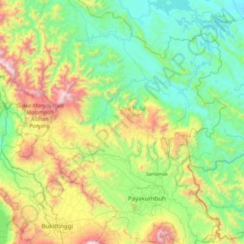 Limapuluh Koto Regency topographic map, elevation, terrain