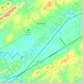 Greenback topographic map, elevation, terrain