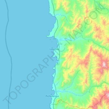 Los Vilos topographic map, elevation, terrain
