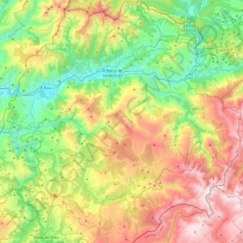 Valdeorras topographic map, elevation, terrain