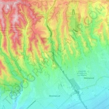 Brentwood topographic map, elevation, terrain