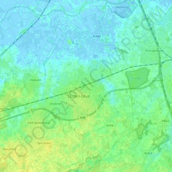 Etten-Leur topographic map, elevation, terrain