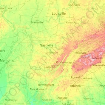 Tennessee Topographic Map Elevation Terrain   Thumbnail 