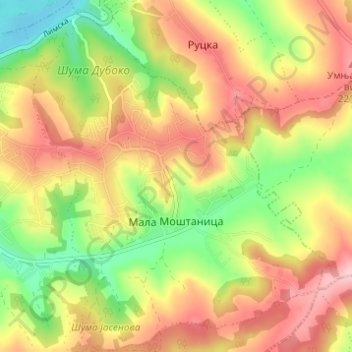 Mala Mostanica topographic map, elevation, terrain